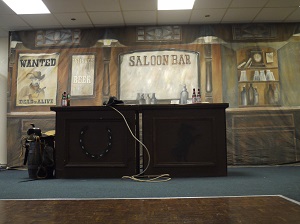 20ft saloon western backdrop with 8ft wild west bar